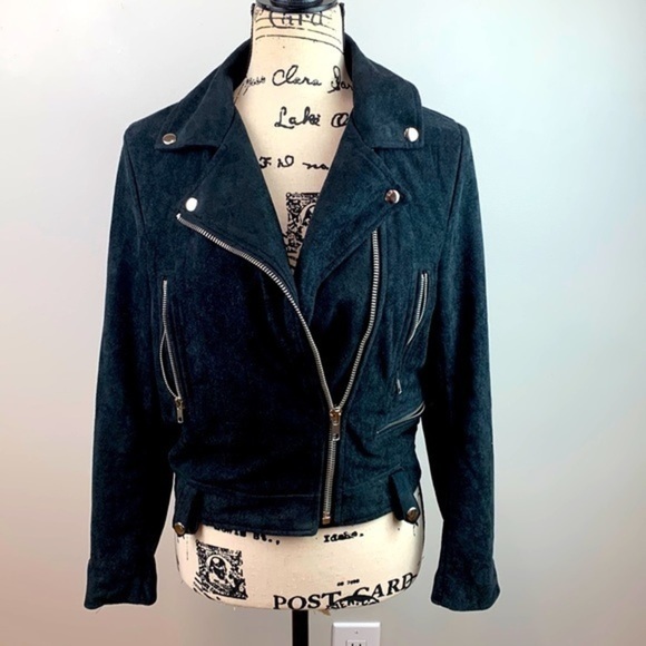 Olivaceous Black Faux Suede Moto Jacket - Picture 3 of 7